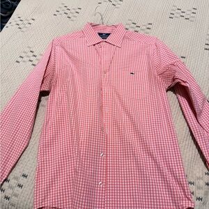 Vineyard Vines Men's Pink Checkered Button Down Shirt
